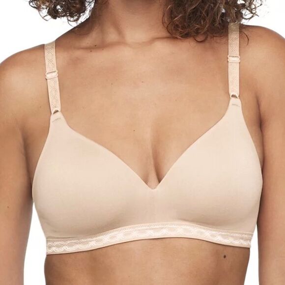 Warners Cloud 9 Super Soft Wireless Lightly Lined Comfort Bra 38D Sand 01269 - Picture 1 of 10